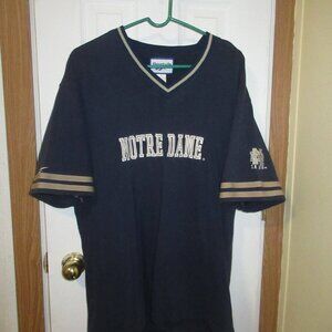 Vintage Reebok Short Sleeve V Neck Notre Dame Shirt XL